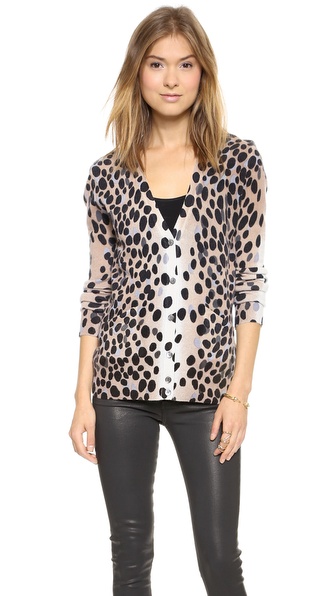 Equipment Sullivan Cashmere Leopard Cardigan in Black Multi 