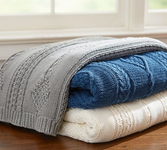 DIAMOND KNIT THROW. Pottery Barn Fall Decorating Event
