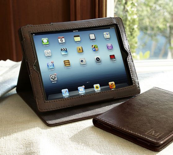 SADDLE LEATHER TABLET CASE/STAND. Pottery Barn