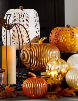 FILIGREE PUNCHED CERAMIC PUMPKINS