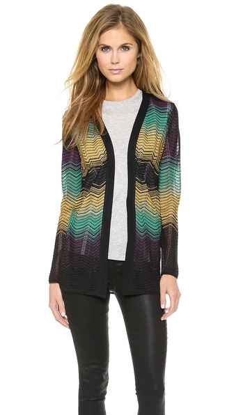 M Missoni Ripple Knit Cardigan in Black 