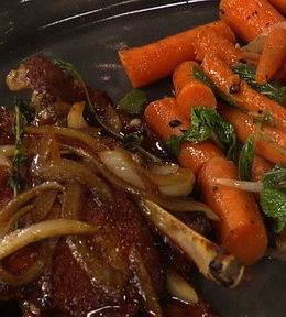 Learn how to make "The Chew" chef Michael Symon's delicious pan-fried pork chops with minted carrots and brussels sprouts au gratin as seen on "The Chew" on Tuesday, September 30th.