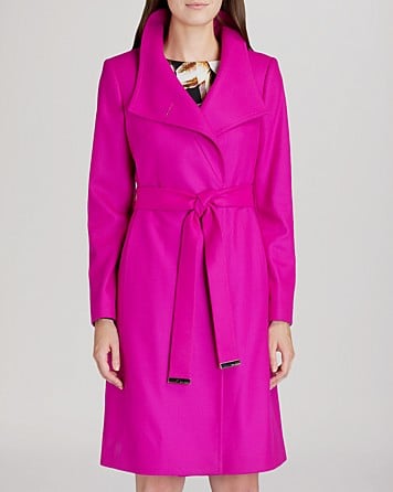 TED BAKER COAT NEVIA BELTED WRAP in Bright Pink