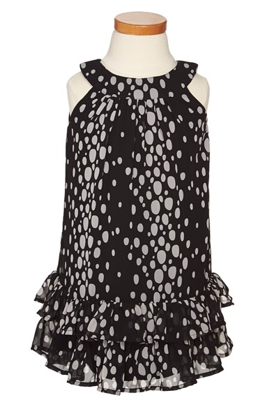 Ruby & Bloom 'Tallis' Sleeveless Dress (Toddler Girls) in Black Custom Dalmation