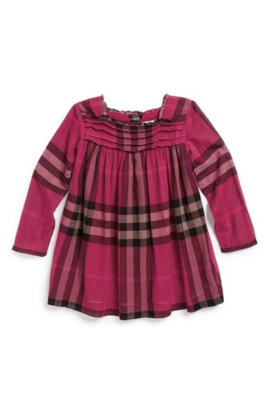Burberry 'Luna' Check Print Cotton Dress (Toddler Girls) in Deep Fuchsia