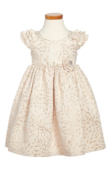 Pippa & Julie Laura Ashley Cap Sleeve Brocade Dress (Toddler Girls & Little Girls) in Gold