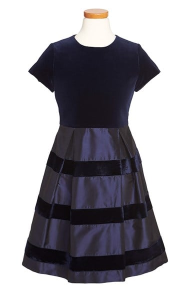 Oscar de la Renta Velvet & Taffeta Party Dress (Toddler Girls, Little Girls & Big Girls) in Navy Blue