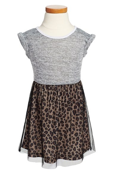 W Girl Colorblock Tulle Dress (Toddler Girls, Little Girls & Big Girls) in Grey/Leopard Print