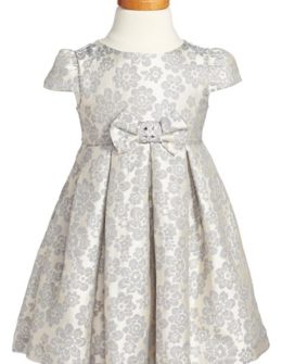 Luli & Me Floral Jacquard Dress (Toddler Girls, Little Girls & Big Girls) in Grey