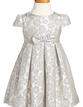 Luli & Me Floral Jacquard Dress (Toddler Girls, Little Girls & Big Girls) in Grey