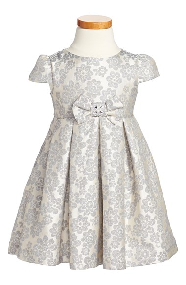 Luli & Me Floral Jacquard Dress (Toddler Girls, Little Girls & Big Girls) in Grey