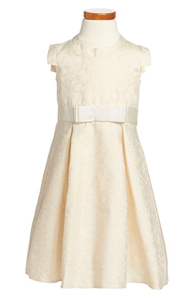 Dorissa Sleeveless Floral Jacquard Dress (Toddler Girls & Little Girls) in Gold and Ivory