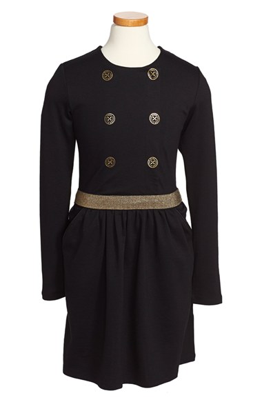 LITTLE MARC JACOBS 'Milano' Dress (Little Girls & Big Girls) in Black and Gold