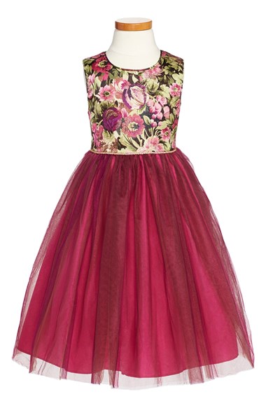 Laura Ashley Tapestry Print Tutu Dress (Toddler Girls & Little Girls) in Fuchsia Nordstrom