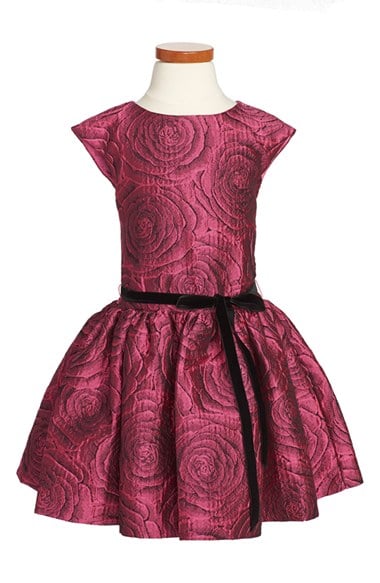 Halabaloo 'Rose' Drop Waist Jacquard Dress (Toddler Girls, Little Girls & Big Girls) in Pink
