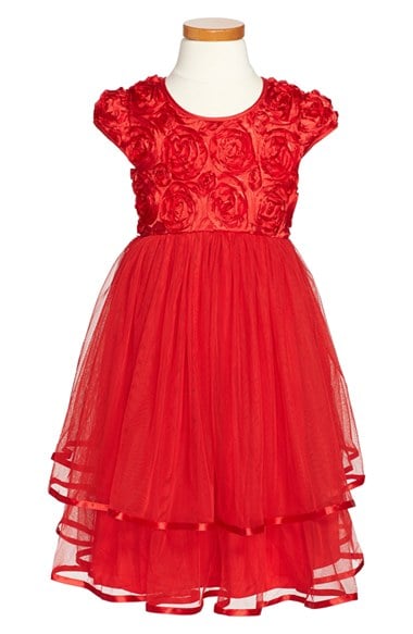 Pippa & Julie Soutache Rosette Bodice Dress (Toddler Girls, Little Girls & Big Girls) in Red