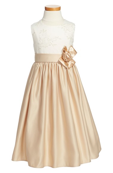 Dorissa Sleeveless Party Dress (Little Girls) in Ivory/Champagne
