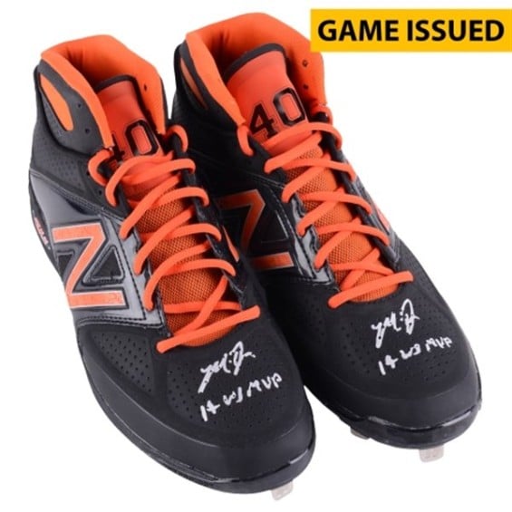 Fanatics Authentic Madison Bumgarner San Francisco Giants Autographed Black and Orange Custom Game Issued Cleats with 14 WS MVP Inscription