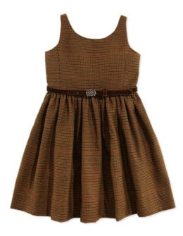 Ralph Lauren Houndstooth Tweed Jumper Dress, Brown