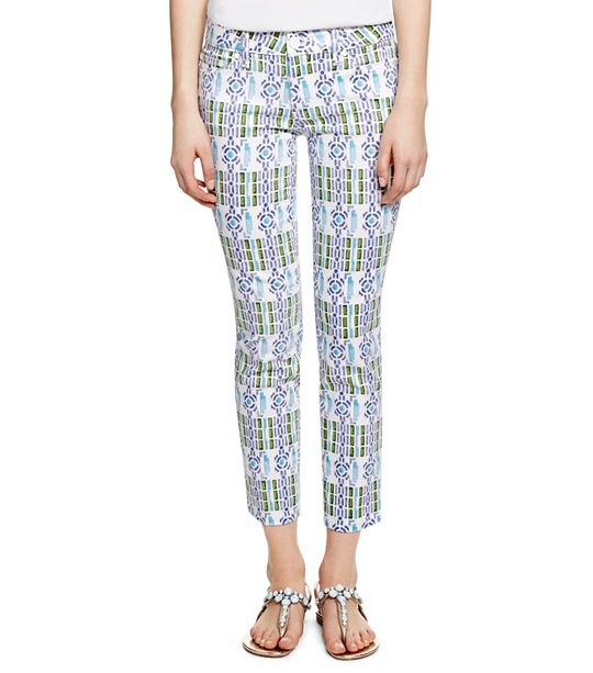 Tory Burch alexa CROPPED SKINNY JEAN in GEO MAP PLAID B BLUE