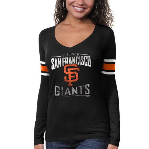  ’47 Brand San Francisco Giants Ladies Homerun Long Sleeve Premium T-Shirt - Black