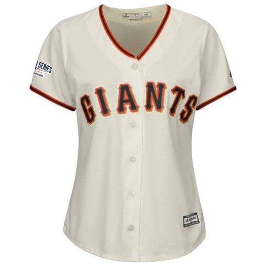  Majestic San Francisco Giants Women's Cream 2014 World Series Champions Cool Base Champions Patch Jersey