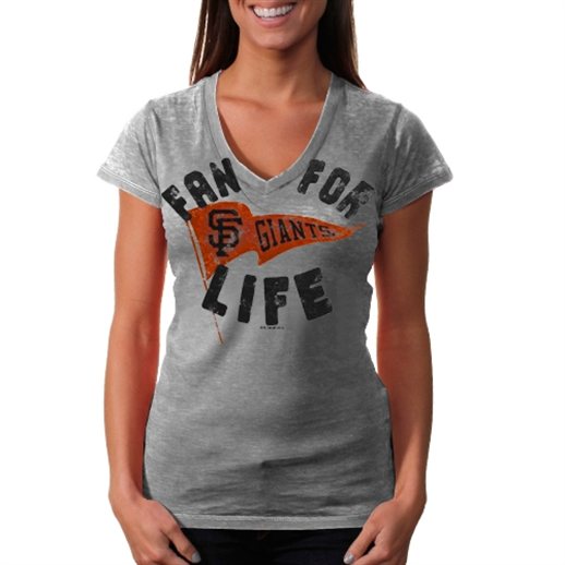 San Francisco Giants Ladies Inbounds Slim Fit V-Neck T-Shirt - Ash