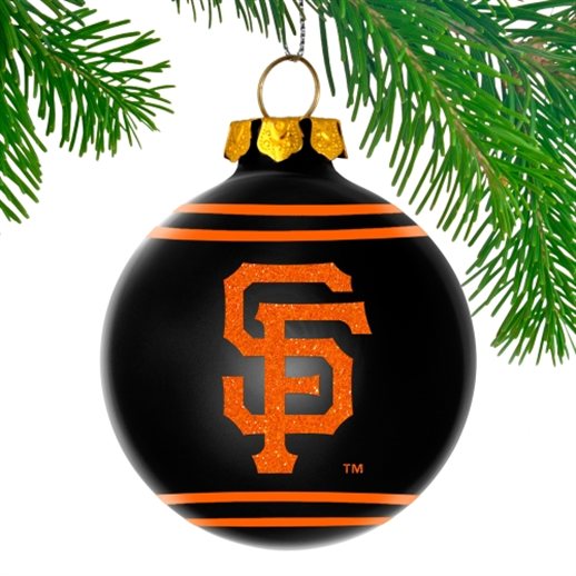 San Francisco Giants Black and Orange Glitter Logo Glass Ball Ornament