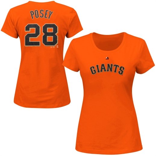 Majestic Buster Posey San Francisco Giants Ladies Name & Number T-Shirt - Orange