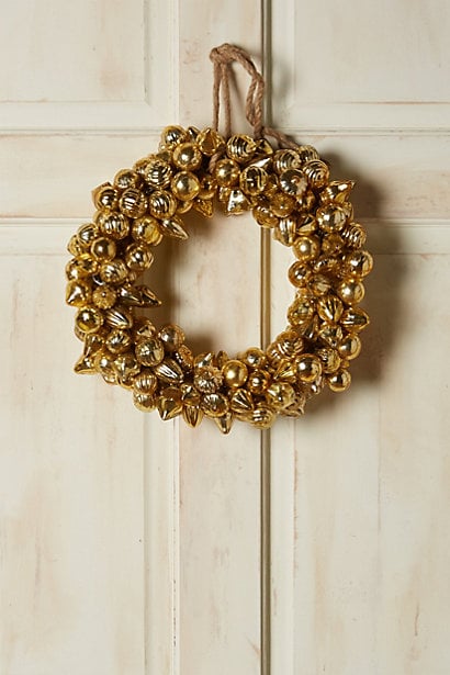 Gilt Mercury Glass Ornament Wreath in Gold