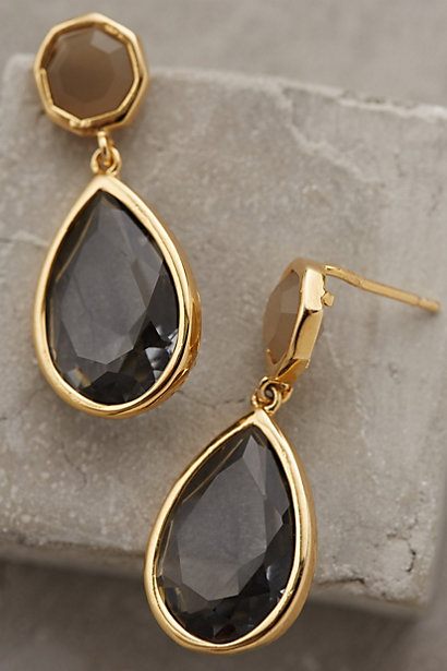 Enclosed Teardrop Earrings in Grey Motif