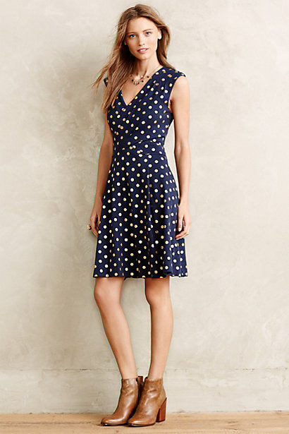 Ophira Polka Dot Dress by Maeve in Blue Motif. Anthropologie