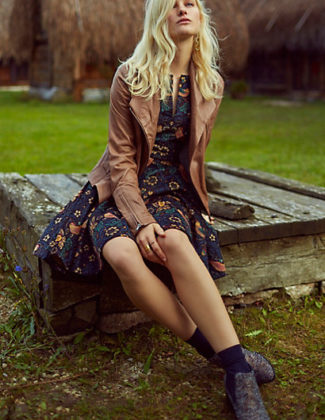 Leather Moto Jacket by Dolan in Bronze