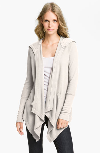 Splendid Draped Thermal Hoodie in Swan. Nordstrom