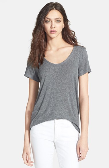Splendid Scoop Neck Jersey Tee in Steel