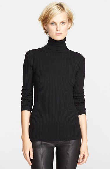 Vince 'Skinny Rib' Turtleneck in Black. Nordstrom
