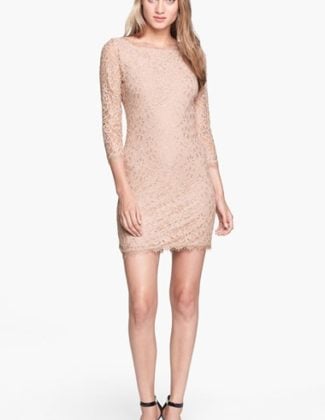 Diane von Furstenberg 'Zarita' Lace Sheath Dress in Nude. Nordstrom