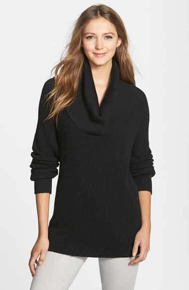 MICHAEL Michael Kors Thermal Cowl Neck Sweater (Regular & Petite) in Black
