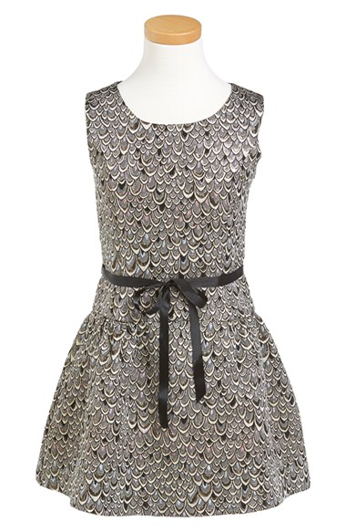 Pippa & Julie Brocade Drop Waist Dress (Big Girls) in Gold