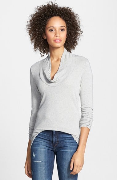 James Perse Skinny Cowl Cashmere Top in Heather Grey