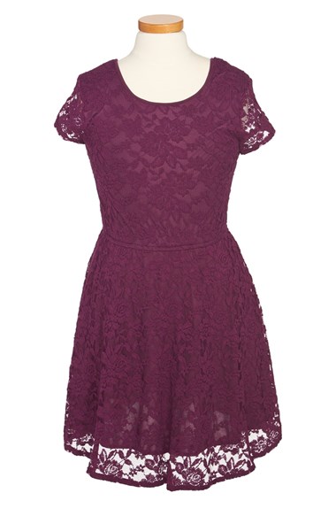 Ruby & Bloom 'Jessamine' Lace Dress (Little Girls & Big Girls) in Plum