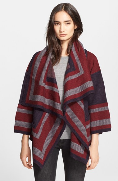 Burberry Brit Wool Blend Blanket Wrap in Military Navy. Nordstrom
