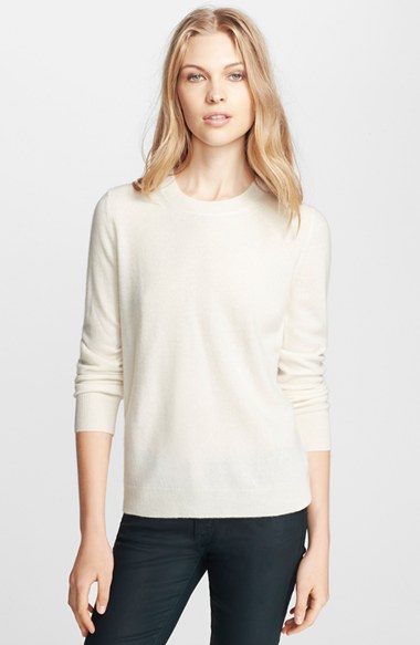 Burberry Brit Elbow Patch Cashmere Sweater in Natural White