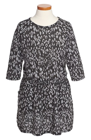 Be Bop Fishbowl 'Cheetah' French Terry Dress (Big Girls) in Black