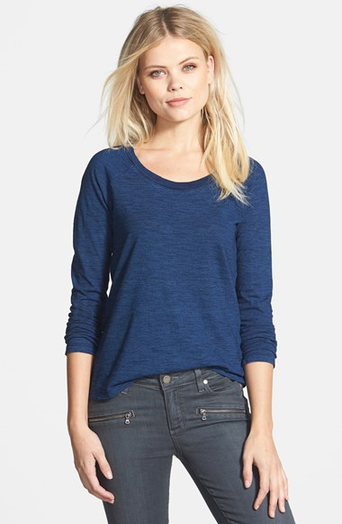 Splendid Long Sleeve Raglan Top in Dark Wash