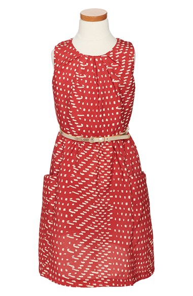 Pippa & Julie Print Shantung Dress (Big Girls) in Red Tween