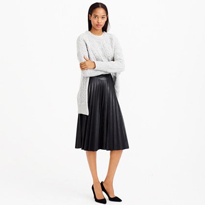 J.Crew SUNBURST MIDI SKIRT IN FAUX LEATHER item b5275 in Black