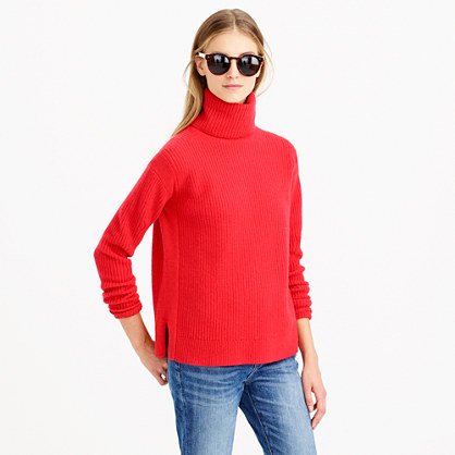 J.Crew RIB-STITCH TURTLENECK item b7443 in Red