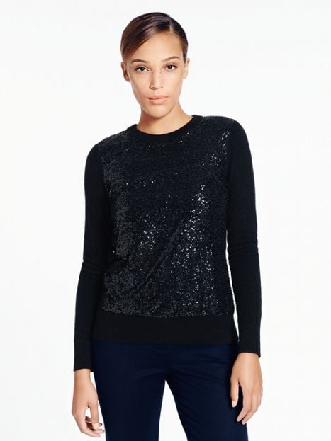 Kate Spade FLUFFY WOOL SEQUIN SWEATER in Black