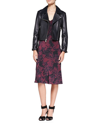 Andrew Marc x Richard Chai Structured Leather Moto Jacket in Black